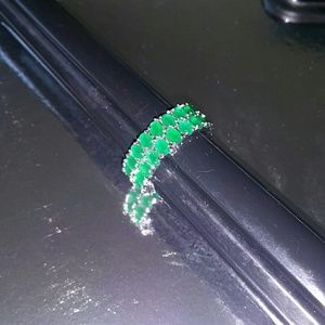 Green 81\2 silver oval cut gemstone band ring sale